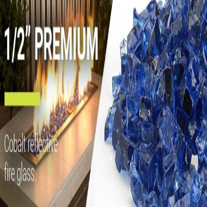 American Fire Glass 1/2 Inch Cobalt Blue Reflective 10 Pound Premium Fire Glass AFF-COBLRF12-10-J