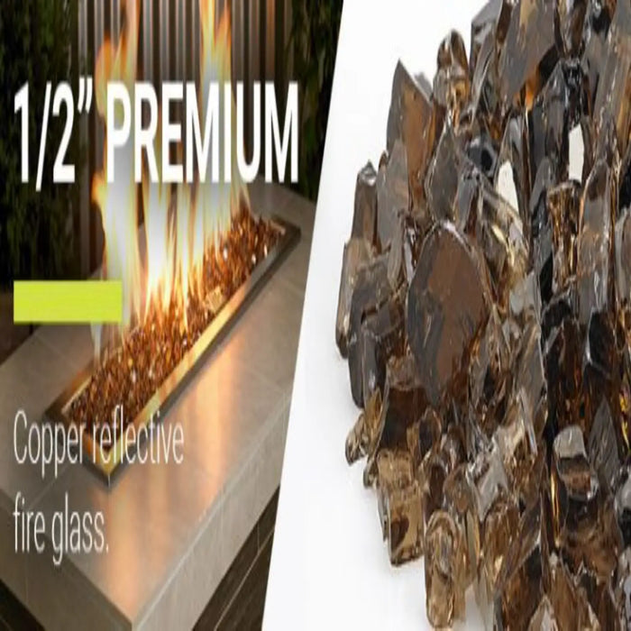 American Fire Glass 1/2 Inch Copper Reflective 10 Pound Premium Fire Glass AFF-COPRF12-10