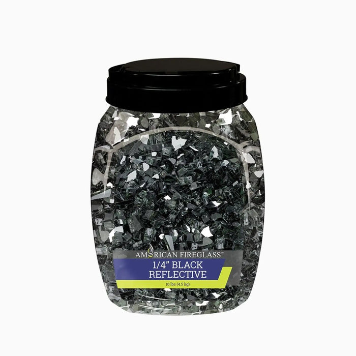 American Fire Glass 1/4 Inch Premium Fire Glass 10 Pounds, Black Reflective AFF-BLKRF-10 J