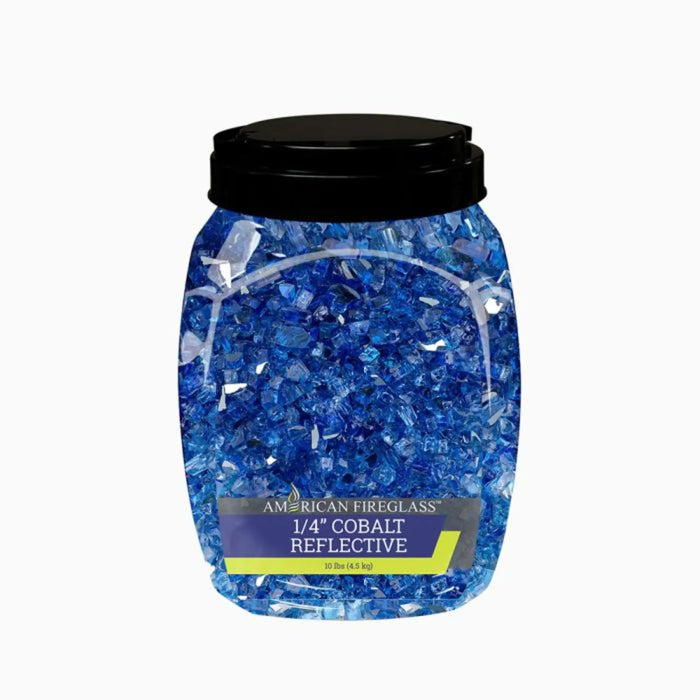 American Fire Glass 1/4 Inch 10 Pounds Cobalt Blue Reflective Premium Fire Glass AFF-COBLRF-10