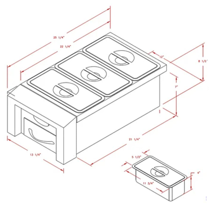 Cal Flame 12 Inch Drop in Food Warmer with 3 Holding Pans BBQ07888P
