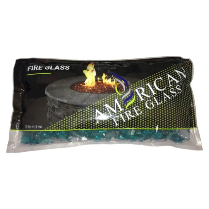 American Fire Glass 1/2 Inch Azuria Blue Reflective 10 Pound Fire Glass AFF-AZBLRF12-10-J