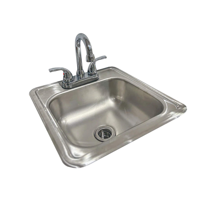 RCS 15-Inch x 15-Inch Outdoor Rated Stainless Steel Drop-In Sink with Hot and Cold Water Faucet - RSNK1