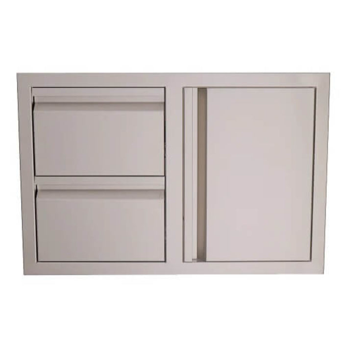 RCS Valiant Series 33-Inch Stainless Steel Access Double Drawer and Door with Soft Close Right Hinge - VDC1SCR