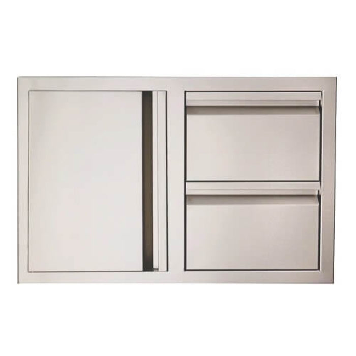 RCS Valiant Series 33-Inch Stainless Steel Access Double Drawer and Door with Soft Close Right Hinge - VDC1SCR