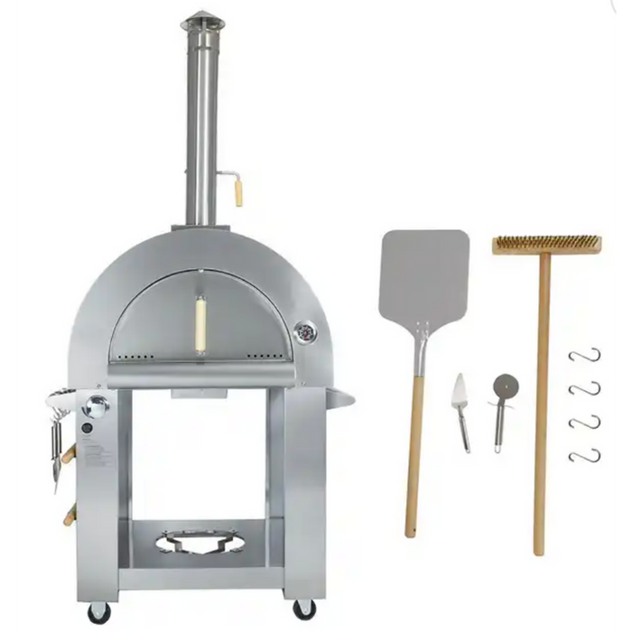 Kokomo Grills 32 Inch Dual Fuel Gas or Wood Fired Stainless Steel Pizza Oven KO-PIZZAOVEN-LP