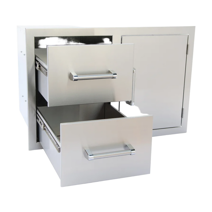 Kokomo Grills Built In Stainless Steel Two Drawer/One Door Combo with Dual Walls KO-ALPDC