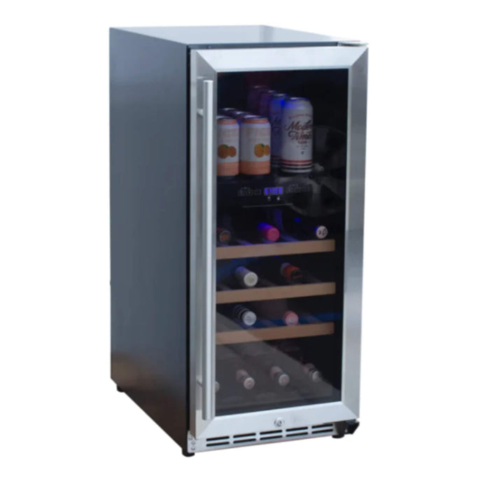 RCS Dual Zone 15 Inch Outdoor Rated Glass Window Wine Cooler Refrigerator - RWC1