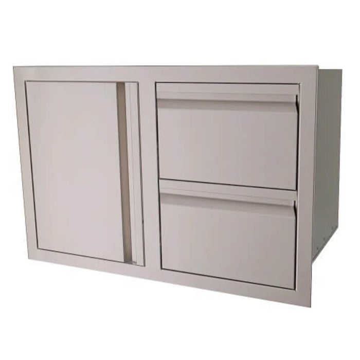 RCS Valiant Series 33-Inch Stainless Steel Access Double Drawer and Door with Soft Close Right Hinge - VDC1SCR