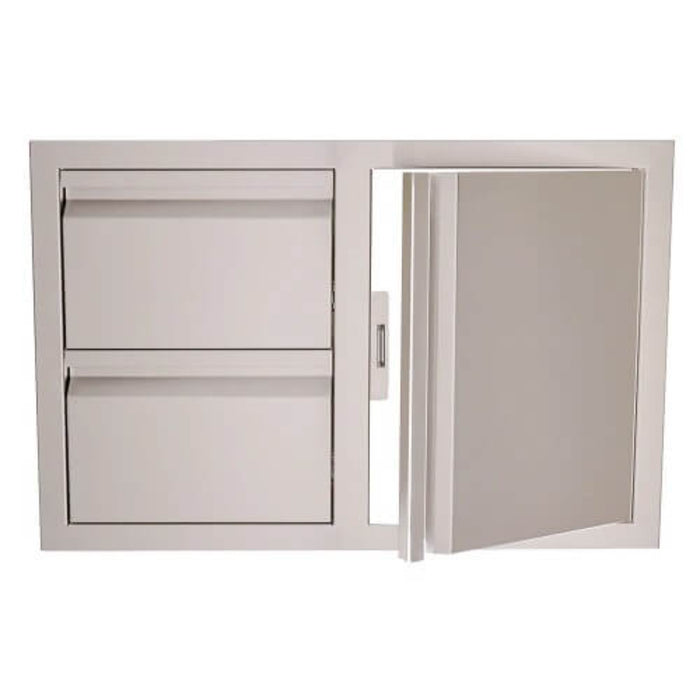 RCS Valiant Series 33-Inch Stainless Steel Access Double Drawer and Door with Soft Close Right Hinge - VDC1SCR