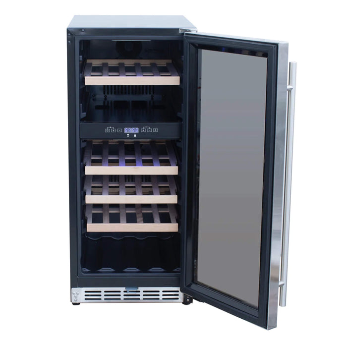 RCS Dual Zone 15 Inch Outdoor Rated Glass Window Wine Cooler Refrigerator - RWC1