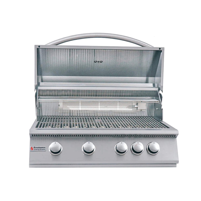 RCS Premier Series 32-Inch 4-Burner Built-In Natural Gas With Rear Infrared Burner Grill - RJC32A