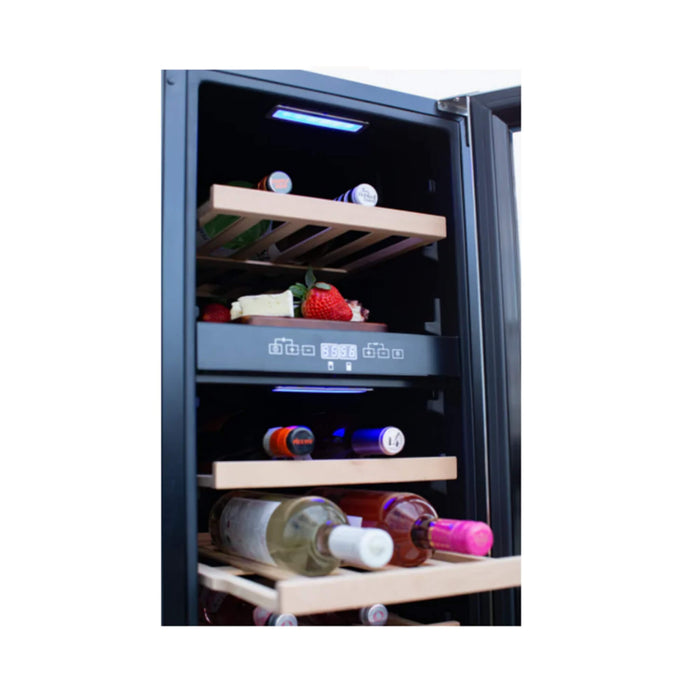 RCS Dual Zone 15 Inch Outdoor Rated Glass Window Wine Cooler Refrigerator - RWC1