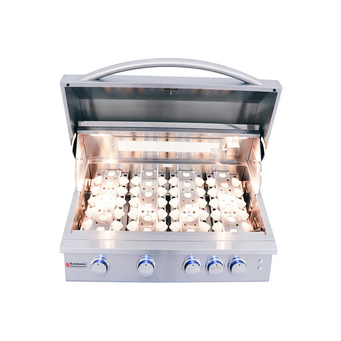 RCS 32 Inch Premier 4 Burner Built-In Grill Propane Gas With Blue LED Lights and Rear Infrared Burner- RJC32AL-LP