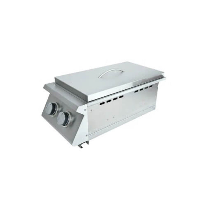 RCS Premier Series Built-In Natural Gas Double Side Burner with Blue LED Lights - RJCSSBL