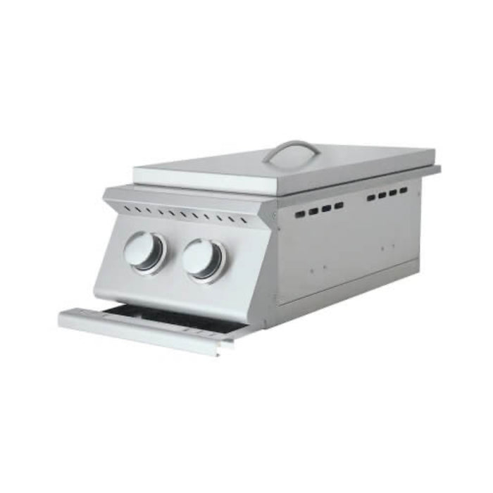 RCS Premier Series Built-In Natural Gas Double Side Burner with Blue LED Lights - RJCSSBL