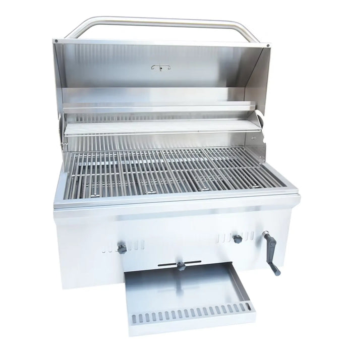 Stainless steel grill on a white background