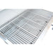 Stainless steel grill grate on a white background