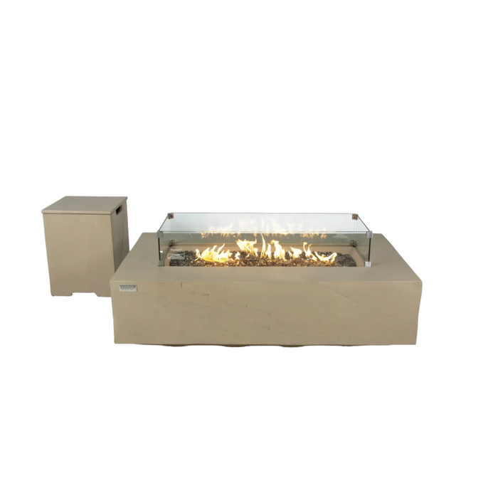 ELEMENTI PLUS COLORADO 56 Inch Fiber Glass Concrete Fire Table Sunlight Yellow - OFG410SY