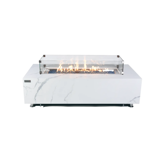 ELEMENTI PLUS CARRARA Marble Porcelain Fire Table White - OFP121BW