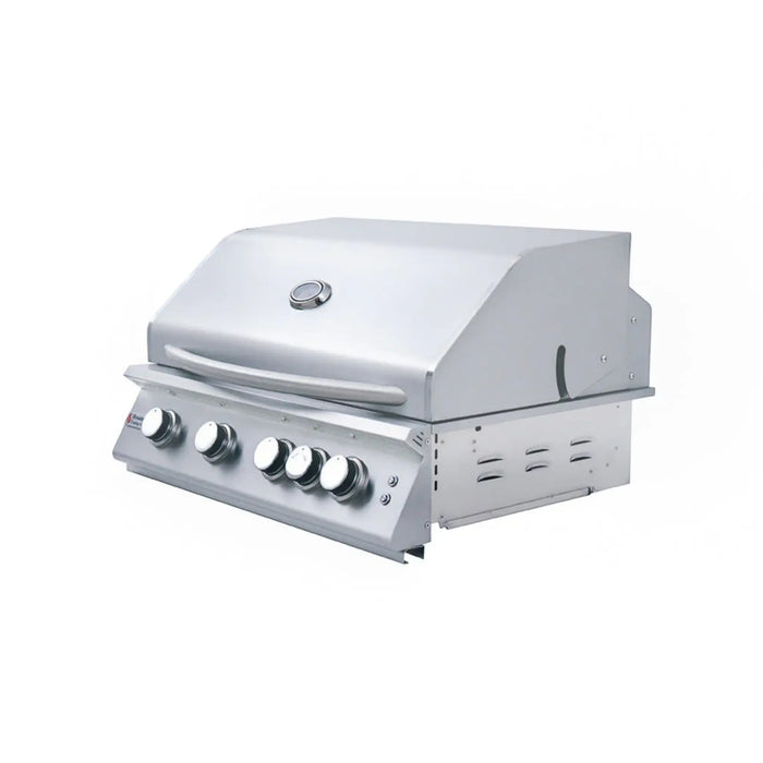Stainless steel grill on a white background