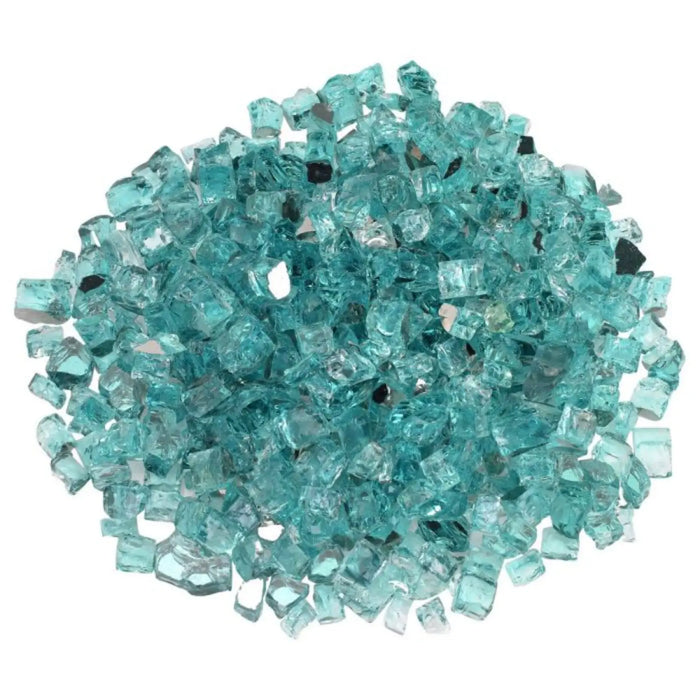 American Fire Glass 1/2 Inch Azuria Blue Reflective 10 Pound Fire Glass AFF-AZBLRF12-10-J