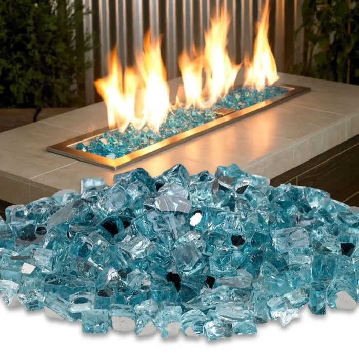 American Fire Glass 1/2 Inch Azuria Blue Reflective 10 Pound Fire Glass AFF-AZBLRF12-10-J