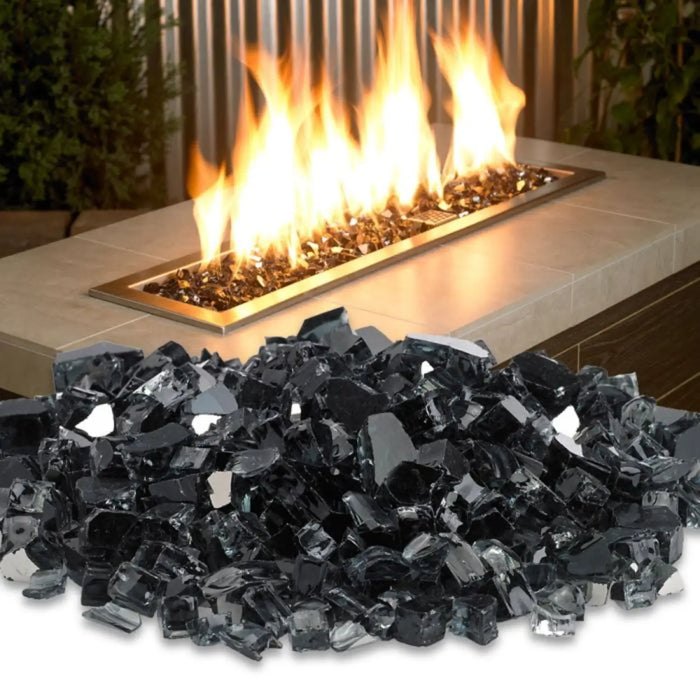 American Fire Glass 1/2 Inch 10 Pound Black Reflective Premium Frie Glass AFF-BLKRF12-10-J