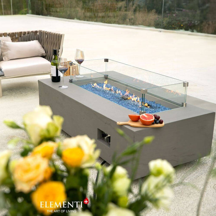 ELEMENTI PLUS METEORA 56 Inch Rectangular Concrete Space Gray Fire Table OFG410SG