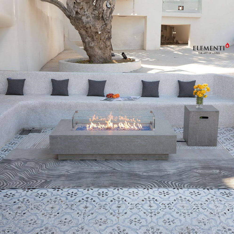 ELEMENTI PLUS RIVIERA Rectangle Light Gray Fire Table OFG415LG ...