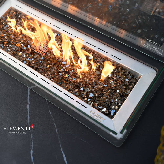 Elementi Plus Valencia Marble Porcelain Rectangle Fire Table Black OFP102BB