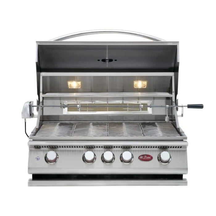 Cal Flame BBQ Built In Gas Grill P Series 4 BURNER with Lights Rotisserie and Back Burner BBQ19P04